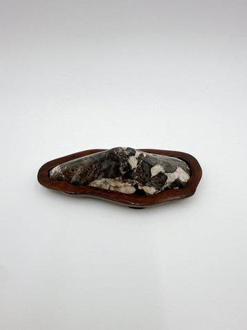 Japanse suiseki kijksteen met houten daiza 9,5 cm - Begin