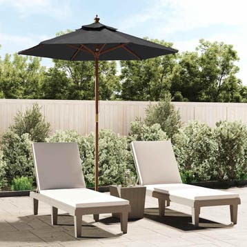 vidaXL Parasol met houten paal 196x231 cm zwart, Verzenden