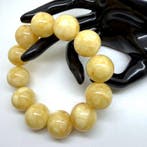 Armband met witte Baltische barnsteen kralen, 20 mm, 53,4 g