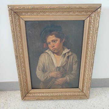 École belge (XIX) - Portret van een jongen, Antiek en Kunst