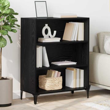 vidaXL Dressoir Zwart Eiken 69,5 x 32,5 x 90 cm Bewerkt hout, Huis en Inrichting, Verzenden, Nieuw