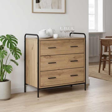 vidaXL Ladekast Artisanaal eiken 70 x 39,5 x 71 cm Bewerkt, Verzenden, Nieuw
