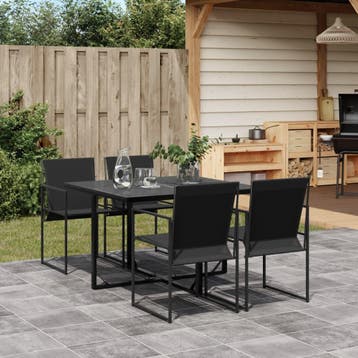 vidaXL 5-delige Tuinset textileen zwart, Verzenden, Tuinset