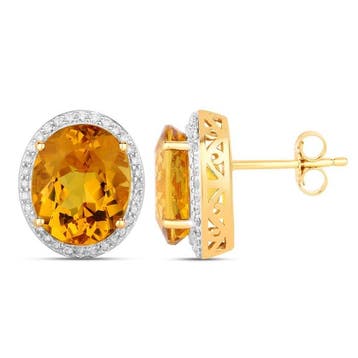 Oorbellen - 14 karaat Geel goud - 7.40ct. tw. Heliodoor -, Nieuw