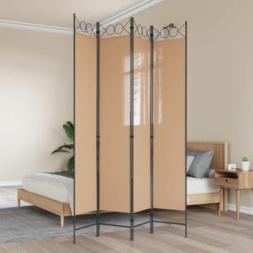 vidaXL 4-Panel Room Divider Beige 160 x 220 cm Stof, Huis en Inrichting, Verzenden, Nieuw