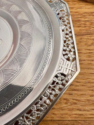 Phu Loi Tea Saucer Silver Vietnam .900 - Presenteerblad (3), Antiquités & Art