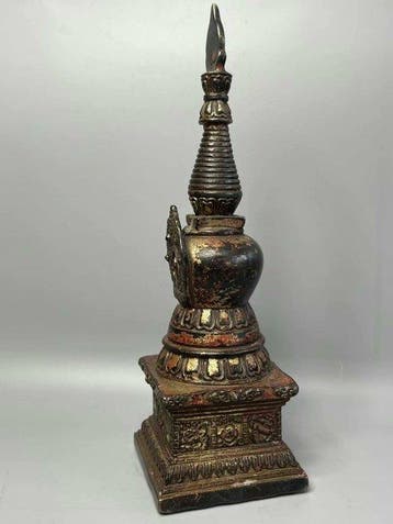 Cinnabarkleurige Pagode - Verguld messing - 1970-1980 -