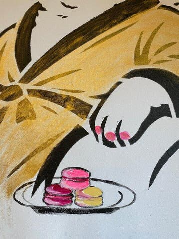 Tetiana Zaitseva - Acrylic Painting XL Wine Cat no 249