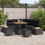 vidaXL Tuinbank Set 8 pcs Zwart Poly Riet en Poedergecoat, Verzenden, Nieuw