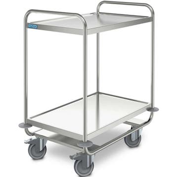 Serveerwagen | RVS | 2 Niveaus (800x500) | Wielen (Geremd), Verzenden, Nieuw in verpakking