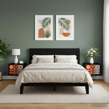vidaXL Wandkastje voor Bed ESSEN 2 st Zwart eiken 36 x 33 x, Verzenden, Nieuw