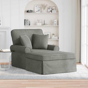 vidaXL Chaise Lounge met Rok 3 st Lichtgrijs Corduroy stof, Huis en Inrichting, Zetels | Zetels en Chaises Longues, Verzenden