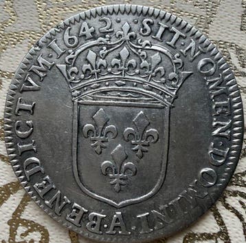 France. Louis XIII (1610-1643). 1/4 Écu 1642-A, Paris