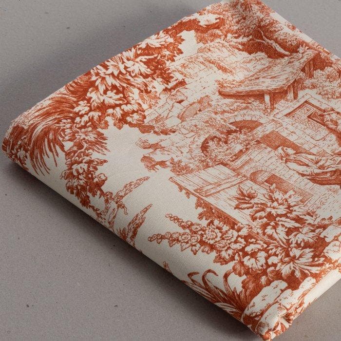 AA024 - Elegant en iconisch Toile de Jouy Oranje - Textiel -, Antiquités & Art, Tapis & Textile