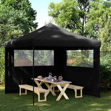 vidaXL Partytent inklapbaar pop-up met 2 zijwanden zwart, Verzenden, Nieuw