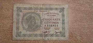 Saar. - 50 Centimes, 1 Franc - 1920 - Fayette VF 50 et 51