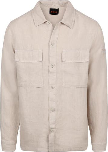 BOSS Overshirt Locky Linen Beige maat Maat 52/54 (L) Heren, Vêtements | Hommes, Pulls & Vestes, Verzenden