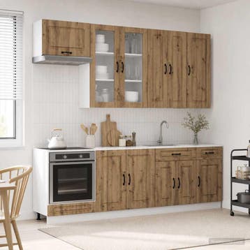 vidaXL Keukenblok KALMAR 8 st Artisanaal eiken Bewerkt hout, Verzenden, Nieuw