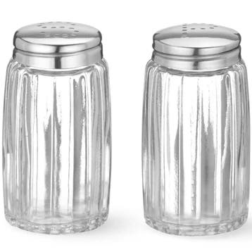 Peper-/Zoutstrooiers | RVS/Glas | 2 Stuks | Ø40x70(h)mm, Verzenden, Nieuw in verpakking