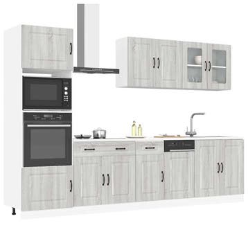 vidaXL 7-delige Keukenkastenset Kalmar bewerkt hout grijs, Verzenden, Nieuw