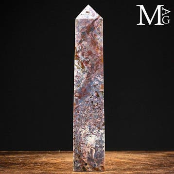 Première qualité - agate mousse - obélisque en agate mousse