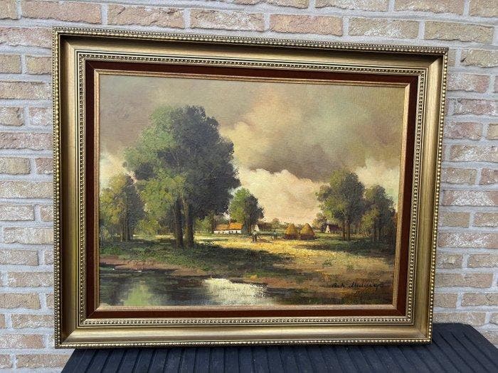 Rik Mulders (XX) (XL-Format) - Boeren op het veld, Antiquités & Art, Art | Peinture | Classique