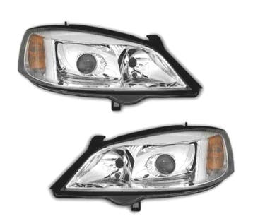 PHARES XÉNON OPEL ASTRA G 97-04 FOND CHROMÉ, Autos : Pièces & Accessoires, Verzenden