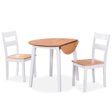 vidaXL Eetkamerset MDF en rubberwood wit 3-delig, Verzenden