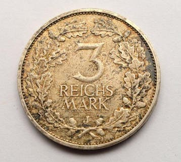 Allemagne, République de Weimar 3 Reichsmark 1925 J / 1000th, Postzegels en Munten