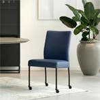 Set van 10 Leren eetkamerstoelen Comfort met wieltjes -, Ophalen of Verzenden, Nieuw, Leer