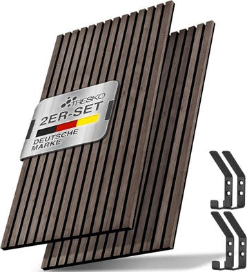 TRESKO® 2 stuks akoestische panelen hout 120 × 60 x 2,1 cm i, Verzenden