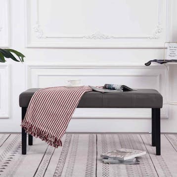 vidaXL Bankje 106 cm kunstleer grijs, Verzenden
