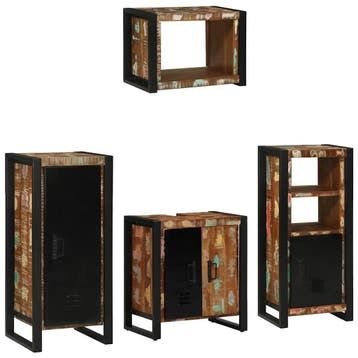 vidaXL Badkamermeubel Set 4 st Veelkleurig en Zwart, Verzenden, Nieuw