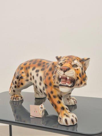 Beeld, Leopardo - 69 cm - Keramiek, Antiek en Kunst