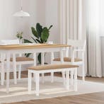vidaXL Bank 90 cm massief hout rubber wit, Huis en Inrichting, Verzenden, Nieuw