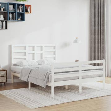 vidaXL Bedframe massief hout wit 140x200 cm, Verzenden