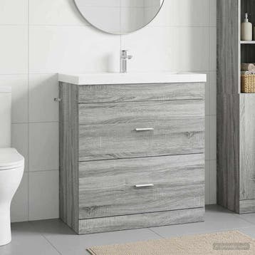 vidaXL Badkamer Onder Het Wastafel Kast Grijs Sonoma, Verzenden, Nieuw