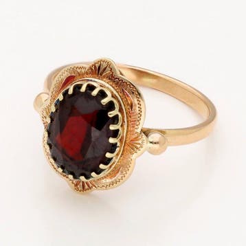 Bague - 14 carats Or jaune - grenade, Nieuw