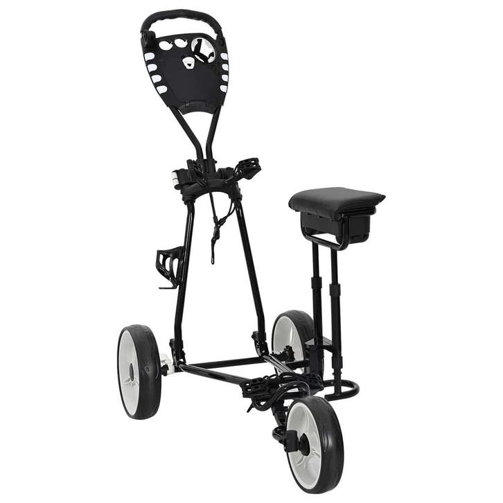 vidaXL Golf Trolley met Zitje Zwart en Wit 100 x 60 x 130 cm, Sport en Fitness, Golf, Nieuw, Verzenden