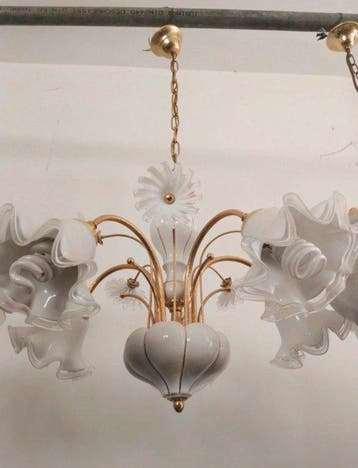 Lustre - Laiton doré, Verre de Murano