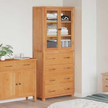 vidaXL Opslag Meubel Set met lade 2 st Naturel 80 x 35 x 185, Huis en Inrichting, Verzenden, Nieuw