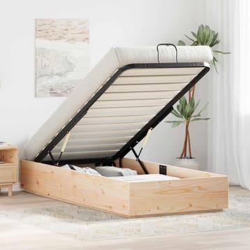 vidaXL Ottoman bedframe met opbergruimte Naturel 90 x 190 cm, Verzenden