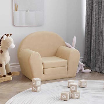 vidaXL Kinderslaapbank zacht pluche crèmekleurig, Verzenden, Nieuw