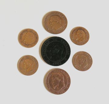 Frankrijk. Napoléon III. Lot de 7 monnaies, 1855/1862