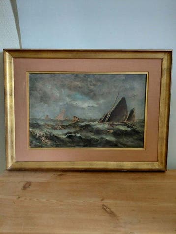 Louis Artan (1837-1890) - La mer déchaînée, Antiquités & Art, Art | Peinture | Classique