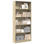vidaXL Boekenkast Sonoma Eiken 80x24x176 cm Bewerkt Hout, Huis en Inrichting, Kasten | Boekenkasten, Verzenden, Nieuw
