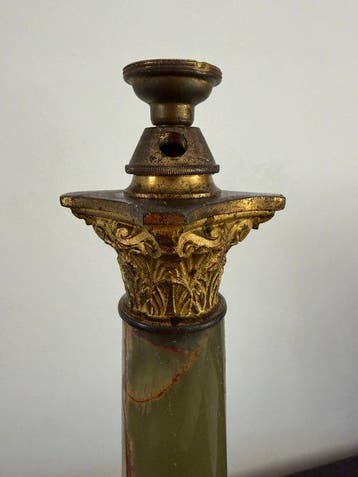 Lamp - Verguld brons - Bronzen onyxlamp, Antiquités & Art