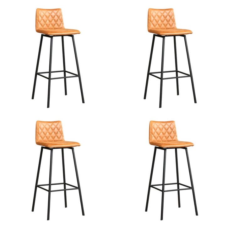 Set van 4 Leren barkrukken Catch hoog - Vintage Cognac, Maison & Meubles, Tabourets de bar, Enlèvement ou Envoi