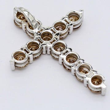 Pendentif en forme de croix - 14 carats Or blanc - 1.81ct.