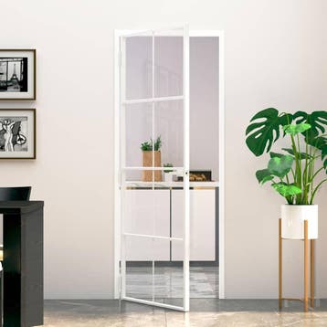 vidaXL Binnendeur 76x201,5 cm gehard glas en aluminium smal, Verzenden